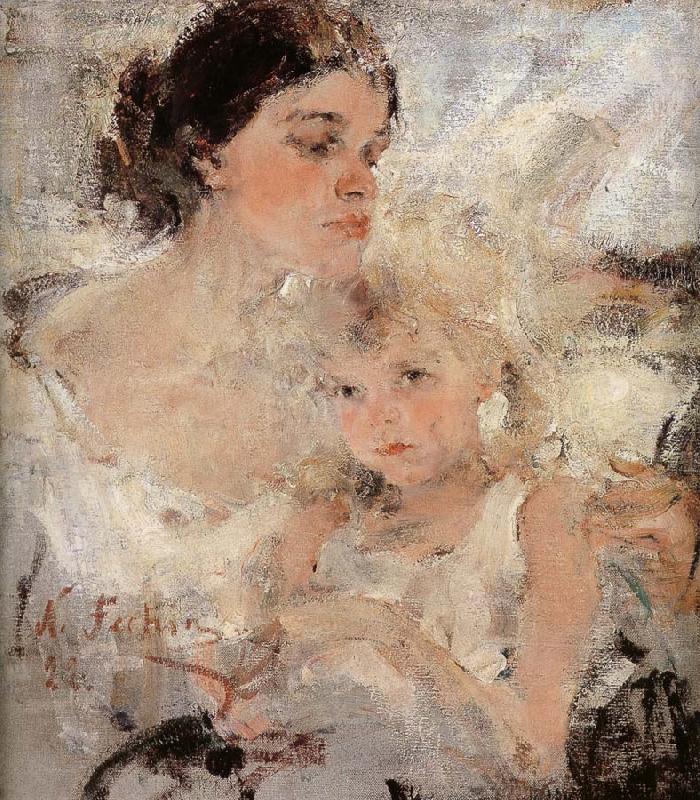 Nikolay Fechin Artist-s Wife and his daughter china oil painting image